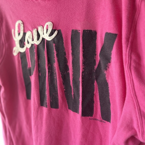 Victoria's Secret Tops - Vintage Y2K Victoria's Secret Love PINK Pullover Hoodie Dog Logo Dark Pink Lg